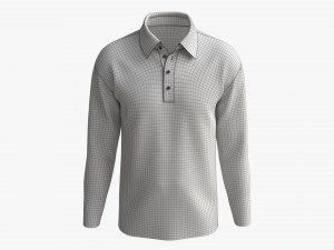 Long Sleeve Polo Shirt for Men Mockup 01 Black Model 3D