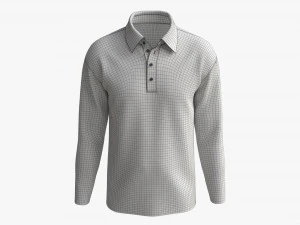 Long Sleeve Polo Shirt for Men Mockup 01 Black 3D Model