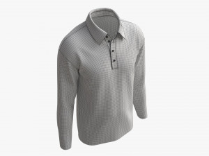 Long Sleeve Polo Shirt for Men Mockup 01 Black Model 3D