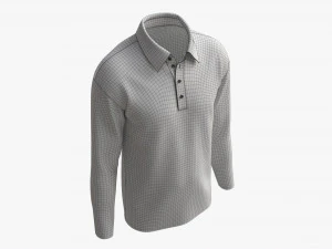 Long Sleeve Polo Shirt for Men Mockup 01 Black 3D Model