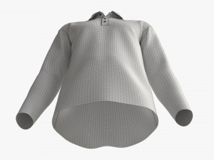 Long Sleeve Polo Shirt for Men Mockup 01 Black Model 3D