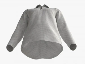 Long Sleeve Polo Shirt for Men Mockup 01 Black 3D Model