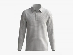 Long Sleeve Polo Shirt for Men Mockup 01 Black 3D Model