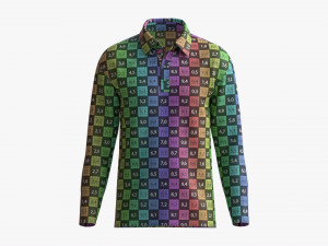 Long Sleeve Polo Shirt for Men Mockup 01 Black Model 3D
