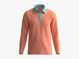 Long Sleeve Polo Shirt for Men Mockup 01 Pink 3D Model