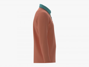 Long Sleeve Polo Shirt for Men Mockup 01 Pink 3D Model