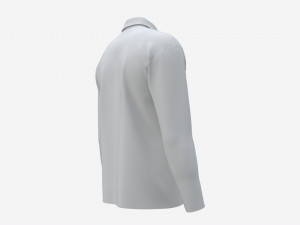 Long Sleeve Polo Shirt for Men Mockup 01 White 3D मॉडल