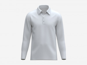 Long Sleeve Polo Shirt for Men Mockup 01 White 3D मॉडल