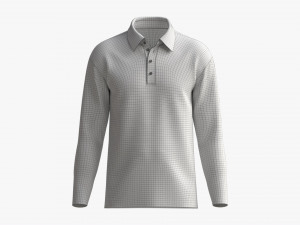Long Sleeve Polo Shirt for Men Mockup 01 White 3D मॉडल