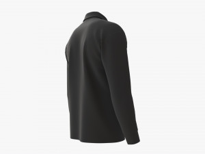 Long Sleeve Polo Shirt for Men Mockup 02 Black 3D Model