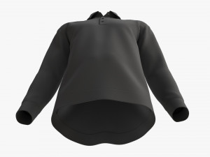 Long Sleeve Polo Shirt for Men Mockup 02 Black 3D Model