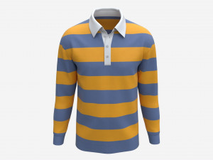 Long Sleeve Polo Shirt for Men Mockup 02 Colorful Modelo 3D