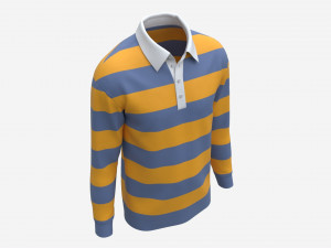 Long Sleeve Polo Shirt for Men Mockup 02 Colorful 3D Модель
