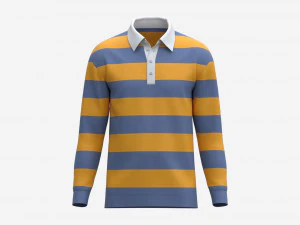 Long Sleeve Polo Shirt for Men Mockup 02 Colorful 3D Model