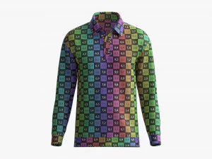 Long Sleeve Polo Shirt for Men Mockup 02 Colorful 3D Model