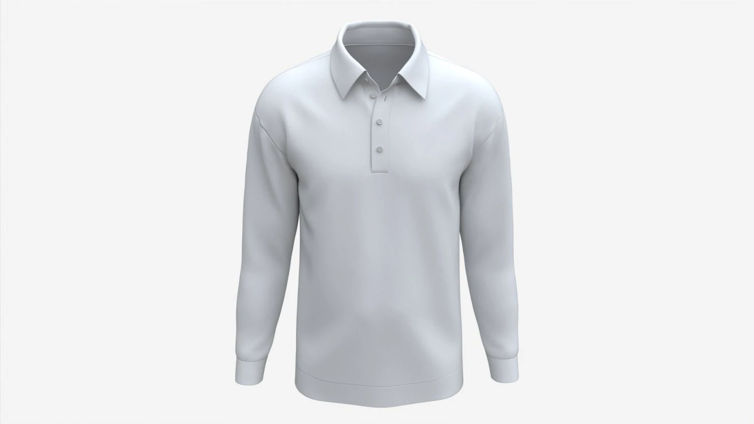 Long Sleeve Polo Shirt for Men Mockup 02 White 3D Model .c4d .max .obj .3ds .fbx .stl .blend