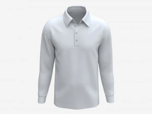 Мужская рубашка поло с длинным рукавом Mockup 02 белая 3D Модель