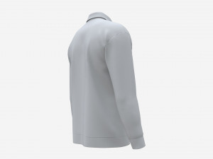 Long Sleeve Polo Shirt for Men Mockup 02 White 3D Model