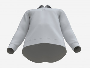 Long Sleeve Polo Shirt for Men Mockup 02 White 3D Model