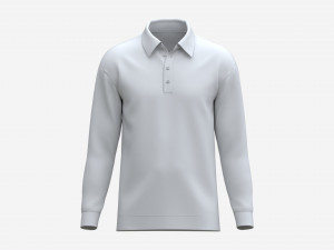 Long Sleeve Polo Shirt for Men Mockup 02 White 3D Model