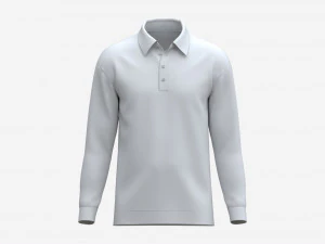 Long Sleeve Polo Shirt for Men Mockup 02 White 3D Model
