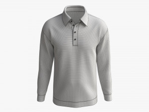 Long Sleeve Polo Shirt for Men Mockup 02 White 3D Model