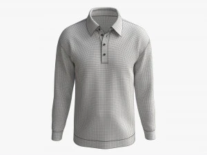 Long Sleeve Polo Shirt for Men Mockup 02 White 3D Model
