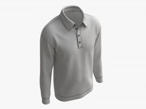 Long Sleeve Polo Shirt for Men Mockup 02 White 3D Model