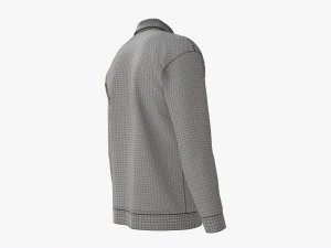 Long Sleeve Polo Shirt for Men Mockup 02 White 3D Model