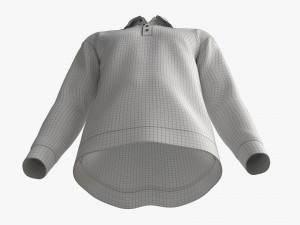 Long Sleeve Polo Shirt for Men Mockup 02 White 3D Model