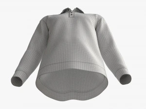 Long Sleeve Polo Shirt for Men Mockup 02 White 3D Model