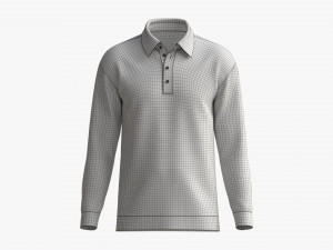 Long Sleeve Polo Shirt for Men Mockup 02 White 3D Model