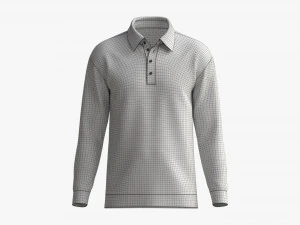 Long Sleeve Polo Shirt for Men Mockup 02 White 3D Model