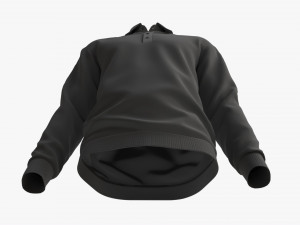 Long Sleeve Polo Shirt for Men Mockup 03 Black 3D Model