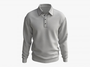 Long Sleeve Polo Shirt for Men Mockup 03 Black 3D Model