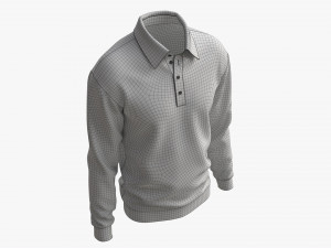 Long Sleeve Polo Shirt for Men Mockup 03 Black 3D Model