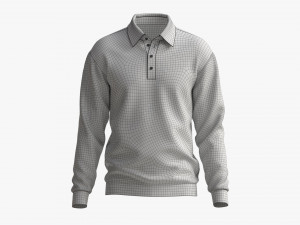 Long Sleeve Polo Shirt for Men Mockup 03 Black 3D Model