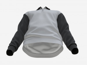 Long Sleeve Polo Shirt for Men Mockup 03 Black White 3D Model