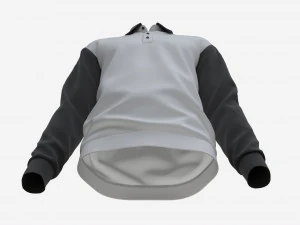 Long Sleeve Polo Shirt for Men Mockup 03 Black White 3D Model