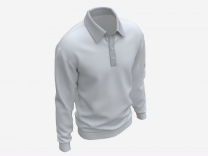 Long Sleeve Polo Shirt for Men Mockup 03 White 3D Модель