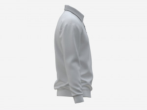 Long Sleeve Polo Shirt for Men Mockup 03 White 3D Модель