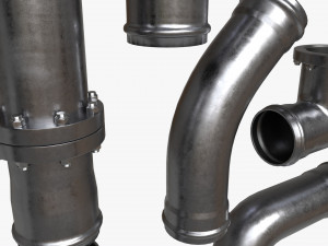 Metal Pipes with Fittings Set 3D मॉडल