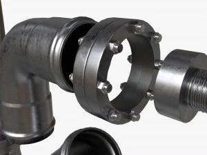 Metal Pipes with Fittings Set 3D Model