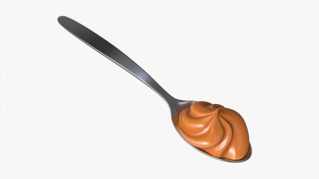 Metal Tea Spoon with Melted Caramel 3D 모델 .c4d .max .obj .3ds .fbx .stl .blend 