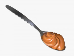 Metal Tea Spoon with Melted Caramel 3D 모델