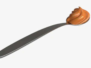 Metal Tea Spoon with Melted Caramel 3D Model