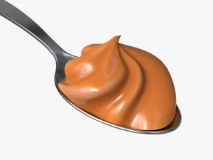 Metal Tea Spoon with Melted Caramel 3D Model
