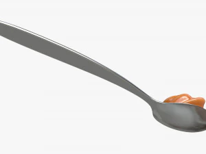 Metal Tea Spoon with Melted Caramel 3D Model