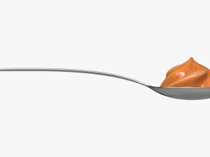 Metal Tea Spoon with Melted Caramel 3D Model