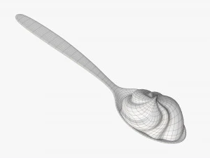 Metal Tea Spoon with Melted Caramel 3D Model